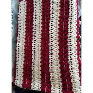 Red & White Handmade crocheted banket.